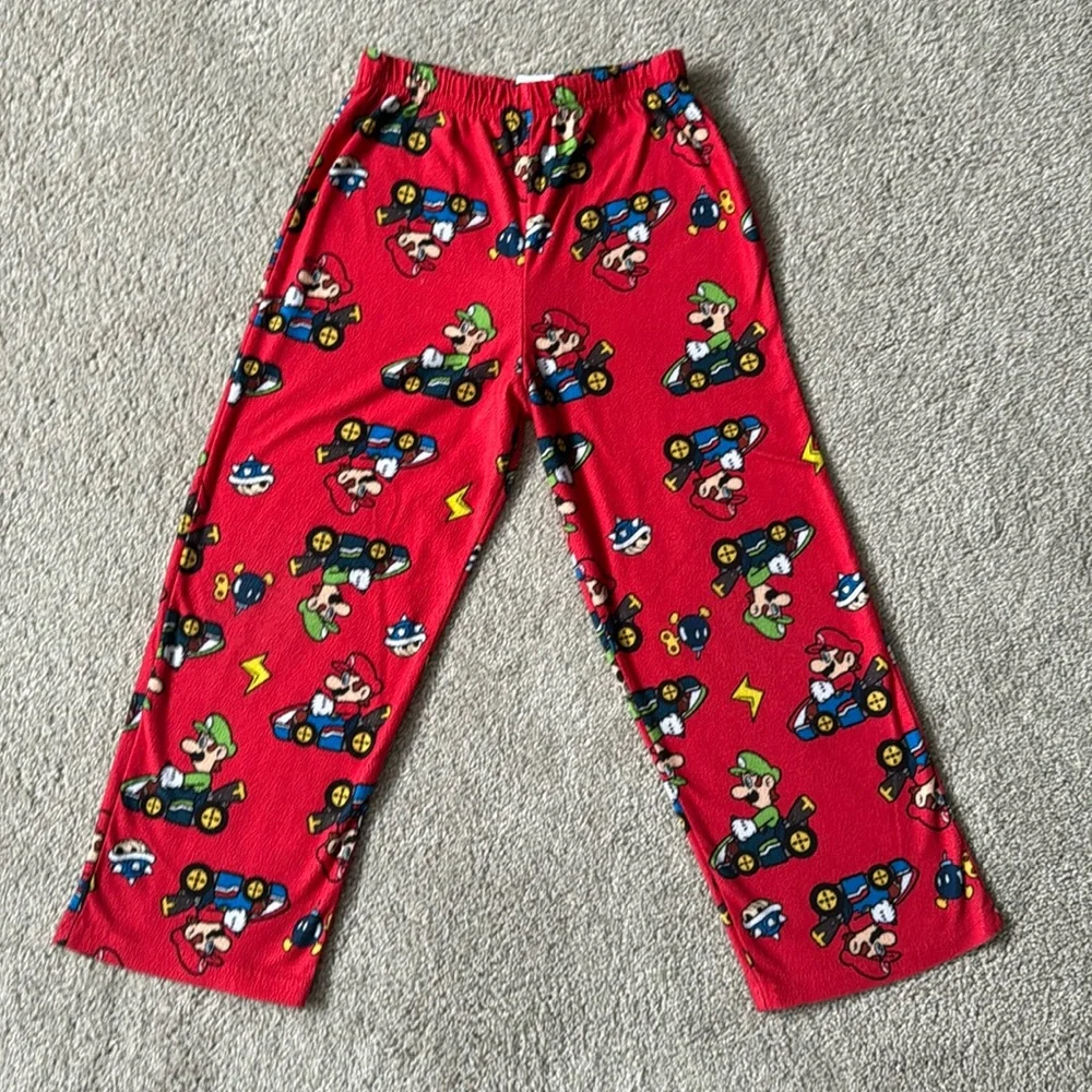 Mario & Luigi Pajama Bottoms Boys Size 6 Flannel PJ Wide Leg Bottoms